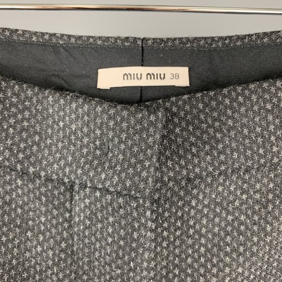 MIU MIU Size 2 Grey Houndstooth Wool Dress Pants - Picture 3 of 5